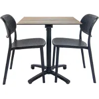 Restootab Klappbarer Tisch aus hellem Holz + 2 Stühle für die Terrasse