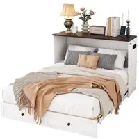 OKWISH Kinderbett 180x200 Jugendbett mit Staufächern,Holzbett mit Schreibtisch,Bettgestell mit Steckdosen nach europäischer Norm,ohne Matratze,Weiß