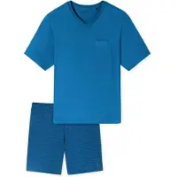 Schiesser Herren Pyjama Comfort EssentialsSchlafanzug, Pyjama Set, Nachtwäsche