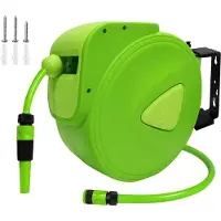 UISEBRT Schlauchtrommel Schlauchaufroller Gartenschlauch Aufroller Automatisch 20m 3/4" Anschluss 180° Automatisches Aufrollen Grün