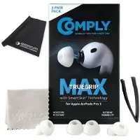 Comply Ohrstöpsel TrueGrip MAX für Airpods Pro 3 Weiss L mit Tuch