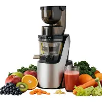 4Swiss Entsafter | Slow Juicer BM105 Silber | Entsafter, Saftpresse, Kaltpressung | 40 U/Min, Ultem-Schnecke, XXL-Einfüllschacht, Leise, BPA-frei