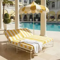 Casa Padrino Luxus Doppel Gartenliege Weiß / Gelb 160 x 190 cm - Hotel & Garten Möbel