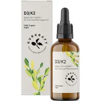 Kurkraft Vitamin D3 K2 Tropfen – 1000 IE + 20 µg Mk-7 All-Trans (Pharmaquinone) 1700 50 ml zum Einnehmen