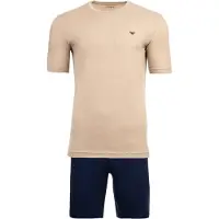 Emporio Armani für Herren. EM000400_AF18881 Bequemer beiger Schlafanzug (XXL), Heimtextilien, Baumwolle, Kurzarm