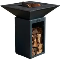 Grill'Chic brasero cevenol stahl holz quadratisch 74 schwarz doppelter tank