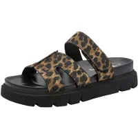 Tamaris Damen Pantolette Synthetik braun leo Größe 40 mit Klettverschluss