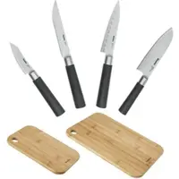 Metaltex Messer-Set "Asia", schwarz (natur, schwarz, silberfarben), Edelstahl, Kochmesser-Sets, Messer-Set