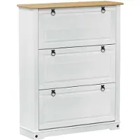 vidaXL Schuhschrank Corona Weiß 99 x 32 x 122 cm Massives Kiefernholz