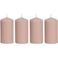 Wellhome - Set mit 4 sandfarbenen Wachskerzen, Ø 5 x 10 cm, Brenndauer 25 Stunden
