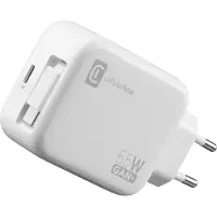 Cellularline 65-W-GAN+-LADEGERÄT MIT AUSZIEHBAREM KABEL UND USB-C-ANSCHLUSS, Drinnen, AC, 0,9 m, Weiß