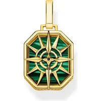 Thomas Sabo PE911-140-6 Anhänger Kompass Stern Goldfarben/Grün klein