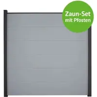 MR-Zaun Nova Komplettset mit Alu-Pfosten, Silbergrau, 28,30 m