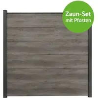 MR-Zaun Nova Komplettset mit Alu-Pfosten, Monument Oak, 17,02 m