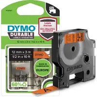 Dymo Permanenthaftendes D1-Hochleistungsband aus Vinyl, B 12 mm, orange/schwarz