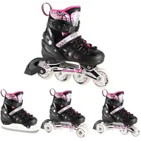 NILS Verstellbare 4-in-1 Inline-/Eislaufschuhe mit LED (NH10905)