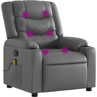 vidaXL Möbel Massagesessel/Relaxsessel - Modernes Design - TV-Sessel - Einzelsofa - Relaxsessel Grau Kunstleder - Couchsessel CLORIS7355881