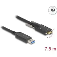 DeLOCK Aktives Optisches Kabel USB 10 Gbps Typ-A Stecker zu USB Type-C Stecker mit Schrauben seitlich 7,5 m, 7,5 m, USB A, USB C, USB 3.2 Gen 2 (3.1 Gen 2), 10 Gbit/s, Schwarz