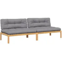 vidaXL Garten-Mittelsofas aus Paletten 2 Stk. mit Kissen Akazienholz