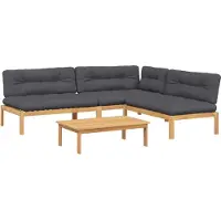 vidaXL 4-tlg. Garten-Sofagarnitur aus Paletten mit Kissen Akazienholz