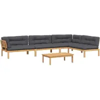 vidaXL 5-tlg. Garten-Sofagarnitur aus Paletten mit Kissen Akazienholz