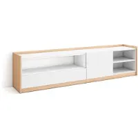 Skraut Home TV-Schrank, Lowboard, 207x37x50cm, Für TV-Geräte bis zu 80", Fernsehtisch, Weiß und Eiche Soft