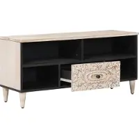 vidaXL TV-Schränk mit Regal Weiß 100 x 33,5 x 46 cm Massivholz Mango