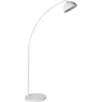 Beliani Stehlampe Weiß Metall mit Marmorfuß Verstellbarer Schirm Bogenform Modernes Design Wohnzimmer Schlafzimmer Bogenlampe Stehleuchte Beleuchtung