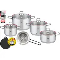 Elo Excellent Topfset Edelstahl Öl-Dosiersystem Induktion silberfarben 5-teilig