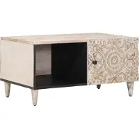 vidaXL Couchtisch Weiß 80 x 50 x 40 cm Massivholz Mango