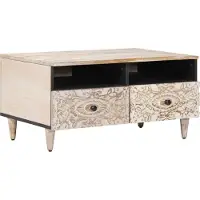 vidaXL Couchtisch Weiß 80 x 54 x 40 cm Massivholz Mango