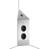 Thebo 2-fach Energie-Ecksäule STS 3007-2C in Edelstahl mit Minischalter / Ecksteckdosen / Steckdosenleiste / Steckdosen