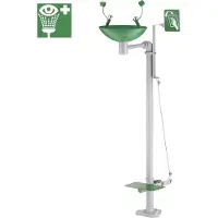 Delabie Sicherheits-Augendusche auf Säule mit Auffangschale