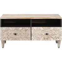 vidaXL Couchtisch Weiß 80 x 54 x 40 cm Massivholz Mango