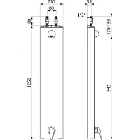 Delabie Duschelement Alu. mit EHM, Anschluss oben,Brausekopf 6 l/min