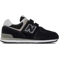 New Balance Unisex für Kinder. PV574V1 Leder Turnschuhe 574 schwarz (30.5), Wohnung, Klettverschluss, Lässig, Kinderbekleidung