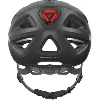 ABUS Stadthelm Urban-I 3.0 - Fahrradhelm mit Rücklicht, chirm und Magnetverschluss - für Damen und Herren - Schwarz Matt, Größe M (52-58 cm)