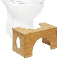 Relaxdays Toilettenhocker aus Bambus Hellbraun