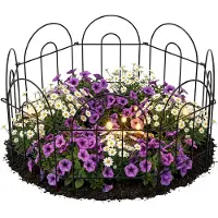 Relaxdays Beetzaun Metall, 6 modulare Zaunelemente Rundbogen, HxB: 45x240 cm, Garten Beeteinfassung zum Stecken, schwarz