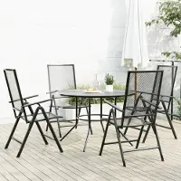 vidaXL Gartenstuhl-Set 5-tlg. Verstellbar Pulverbeschichteter Stahl, Gartenmöbel-Sets 2024 Neu