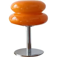 Lixada Egg Tart Tischlampe für Mädchen Energieeffizientes weiches Licht Niedliche Glas Tischlampe USB Schreibtischlampe für Wohnheim USB Druckknopfschalter Orange