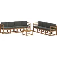 vidaXL Outdoor-Sofagarnitur 9 Stk. Natur und Anthrazit