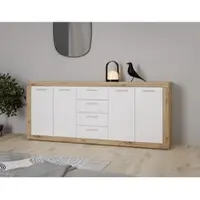 Die Möbelfundgrube Sideboard weiß - Artisan Eiche 197 cm 4-türig - BACCIO