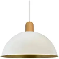 Bamyum Pendelleuchte Esstisch Industrielle Metall Groß Ø 30 cm, Wooden Hängelampe Industriell Lampe Vintage Hängeleuchte, Deckenleuchte, Pendellampe - Weiß