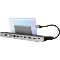 Kramer kdock-4 usb-c hub multiport adapter 2 usb 3.0, 1usb 2.0, 1 ethernet, sd, unsymmetrischer stereoausgang:4k@30 hdmi ,4k@30 dp,vga (91-00015999)