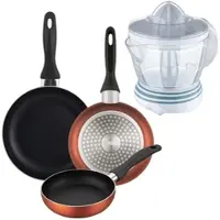 Bergner - Set aus 3 Pfannen Ø16/20/24cm aus gepresstem Aluminium in metallic-copper mit Entsafter NATURALLY 40 W, 1,2 L