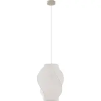 LUCANDE Hängeleuchte Tovina, Textil, weiß, Ø35cm