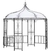 Degamo Pavillon Gartenpavillon BURMA rund 300cm Stahl grau Dach wasserdicht weiß