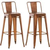 TPFLiving 2er Set Barhocker Massimo Metall Kupfer