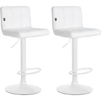 DELUKE 2er Set Barhocker RIVAN - Kunstleder Weiß 40x40x85 cm | Barstuhl Mit Lehne Tresenhocker Tresenstuhl Kneipenhocker Kneipenstuhl